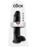 King Cock 11" Cock with Balls Black