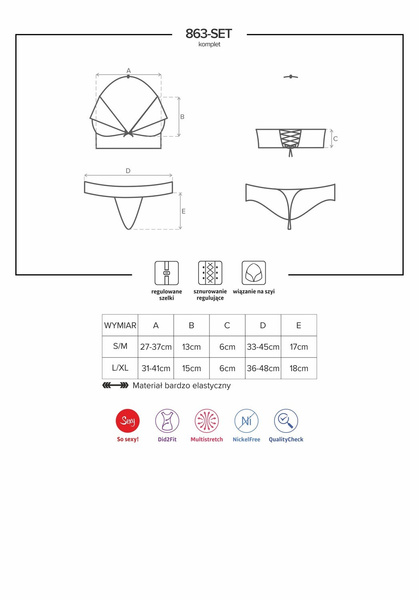 863-SET-3 komplet 2-częściowy czerwony S/M