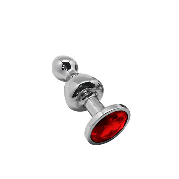 Анальний пробка Lollypop Double Ball Metal Plug L Red Wooomy