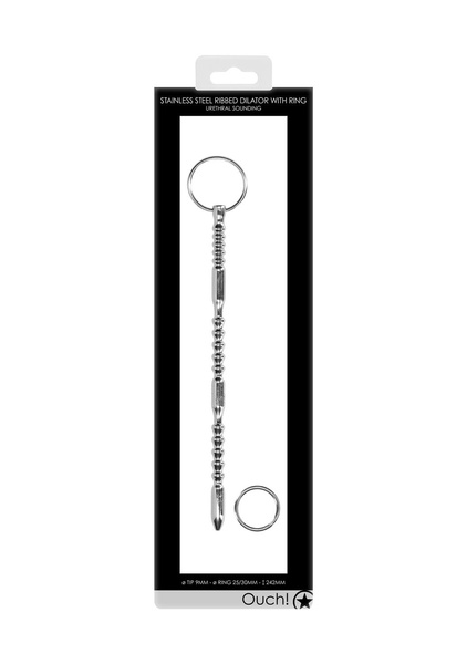 Metalowa Sonda Ze Zmienną Strukturą Powierzchni Urethral Sounding Metal Ribbed Dilator With Ring Steel Power Tools