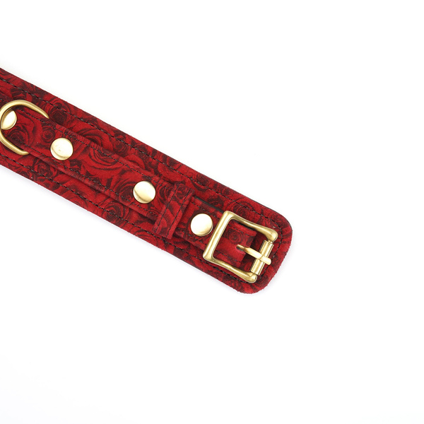 Kinbaku Ukiyoe Red Rosy Leather Collar And Leash Liebe Seele