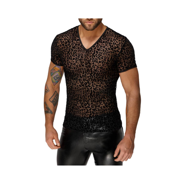 Noir Handmade H071 Leopard flock v-neck t-shirt M