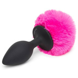 Zatyczka Analna Z Króliczym Ogonkiem Bunny Tail Butt Plug Black Medium Happy Rabbit