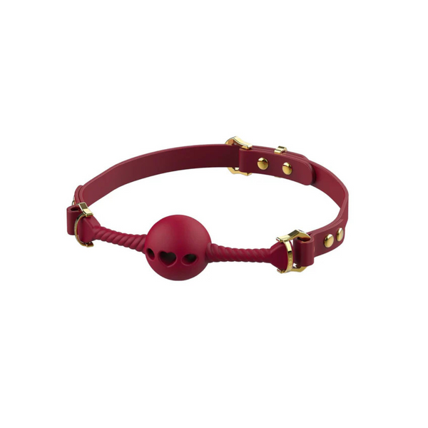 Czerwony Knebel Middle Heart-Shaped Breathable Mouth Gag UPKO