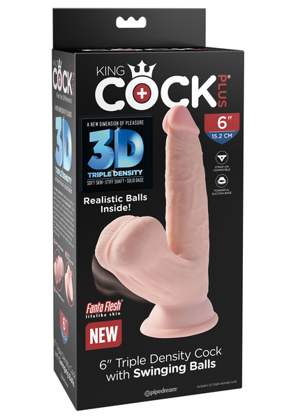 Ділдо з присоскою 3D Cock Swinging Balls 6 дюймів King Cock