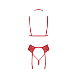 Noir Handmade lingerie set KISS243 Bondage Kiss Set Red S/M