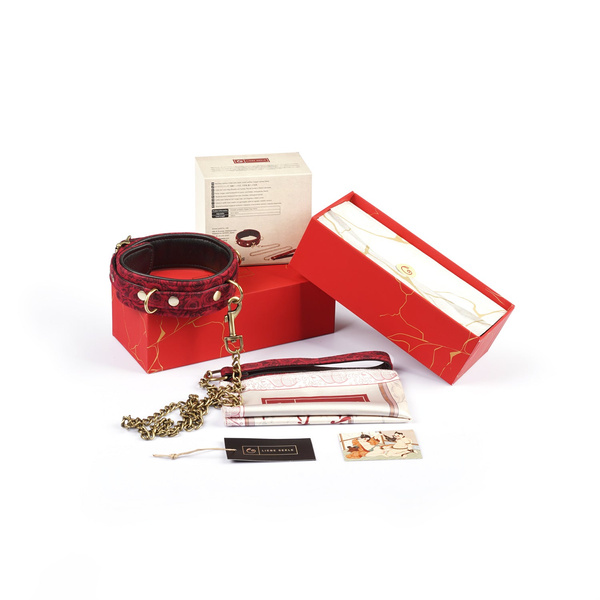 Kinbaku Ukiyoe Red Rosy Leather Collar And Leash Liebe Seele