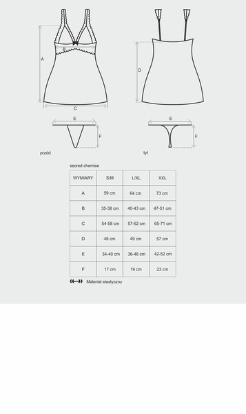 Сорочка зі стрінгами Secred L/XL Obsessive