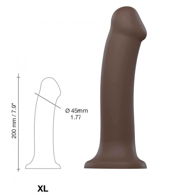 Wyjątkowo miękkie dildo Strap-on-me Silicone Bendable Dildo Double Density XL Chocolate