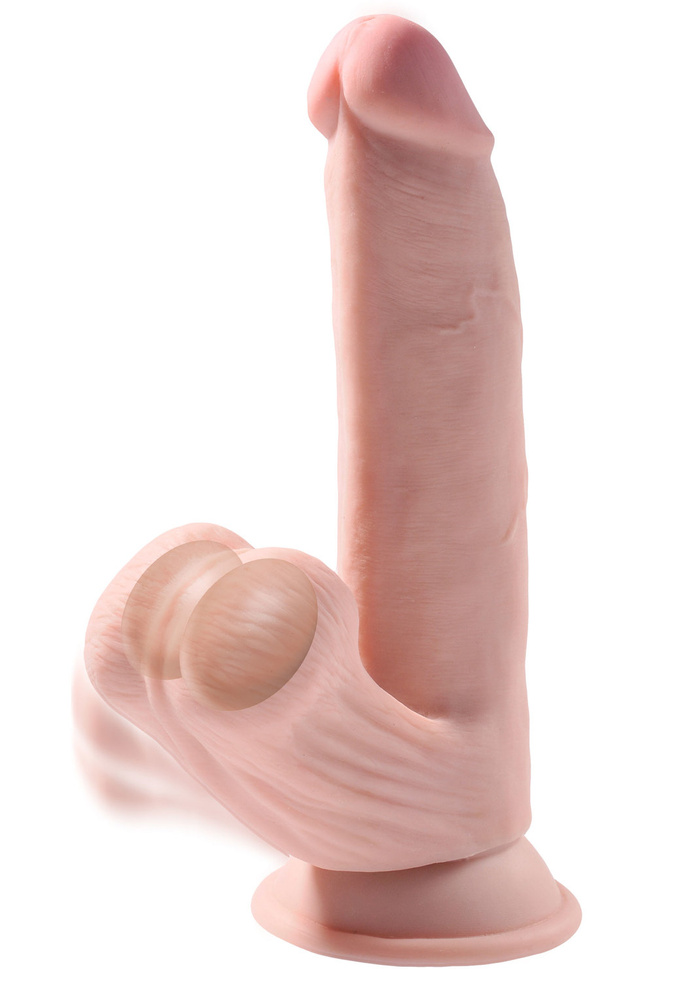 Dildo z przyssawką King Cock 3D Cock Swinging Balls 8 Inch