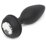 Wibrująca Zatyczka Z Ogonkiem I Kryształkiem Vibrating Butt Plug Black Large Happy Rabbit