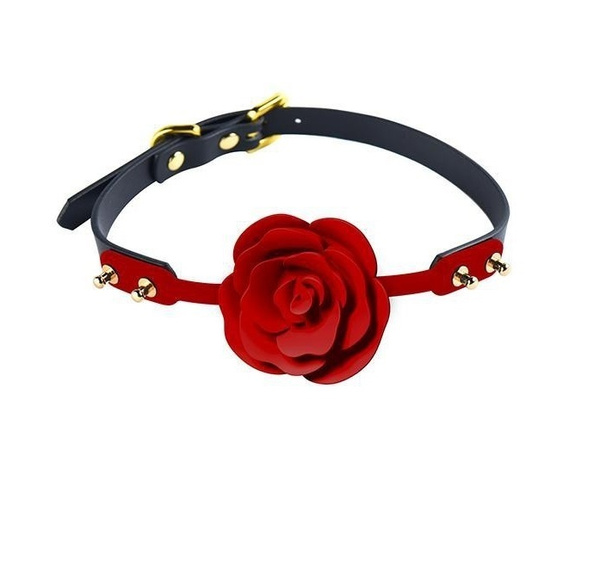 Силіконовий Кляп У Формі Рози З Чорними Стрічками Zalo & Upko Doll Series Rose Ball Gag UPKO