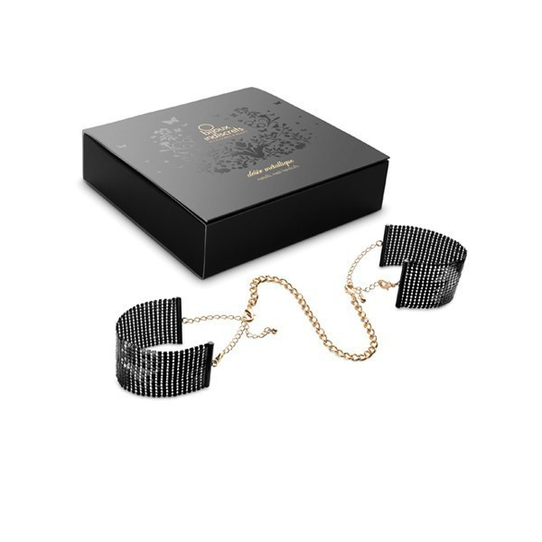 Kajdanki z metalowych płytek Bijoux Indiscrets Desir Metallique Black Metallic Mesh Handcuffs