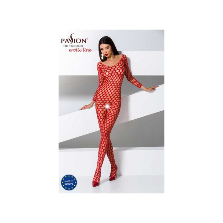 Passion Czerwona Siatka Bodystocking BS077 Red