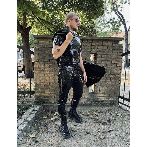 Чоловіча футболка поло з лаку чорна L HellRider