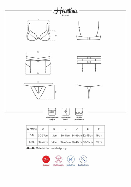 Komplet Bielizny Heartina S/M Obsessive