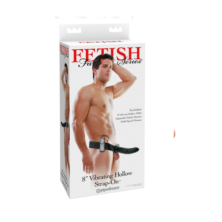 Pipedream Fetisch Fantasy Series 8" Vibrating Hollow Strap-On Black