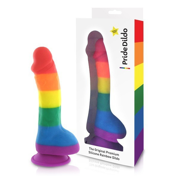 Pride Dildo - Silicone Rainbow Dildo with balls