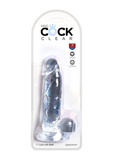 King Cock 7 Inch Cock with Balls Transparant