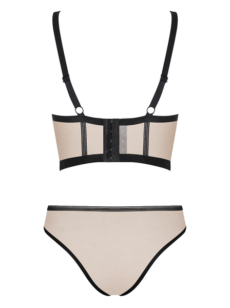 Beige, Shiny Top with Panties Nudelia Nude L/XL Obsessive