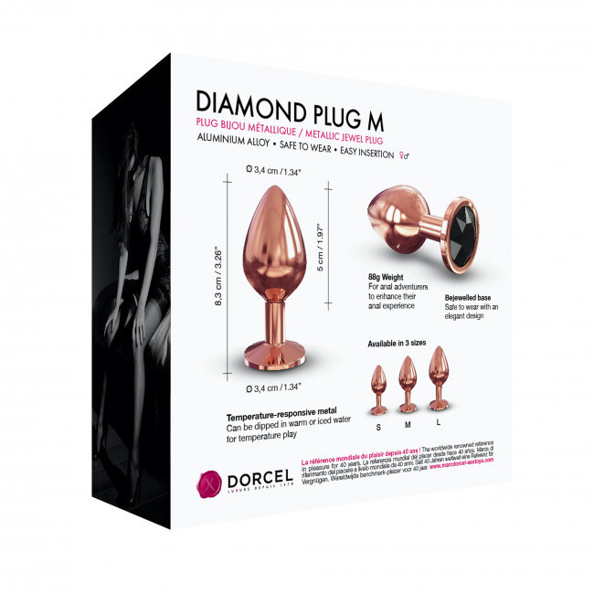 Elegancki metalowy korek analny z diamencikiem Dorcel Diamond Plug M