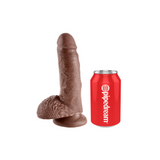 King Cock Dildo 7" Cock with Balls Brown