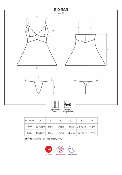 810-Bab Babydoll Ze Stringami L/Xl Obsessive