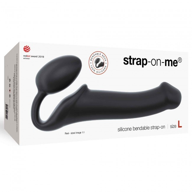 Podwójne dildo Strap-on-me Silicone bendable strap-on L Black