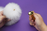 Від'єднувана Металева Пробка З Лисим Хвостом Upko Fox Fur Tail Small Butt Plug UPKO