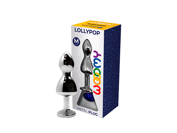 Пробка для анального використання Lollypop Double Ball Metal Plug M Blue Wooomy