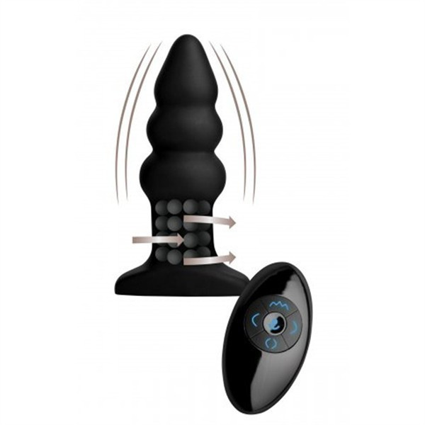 Wibrujący Korek Analny Model I Rippled Rimmer Plug With Remote Rimmers