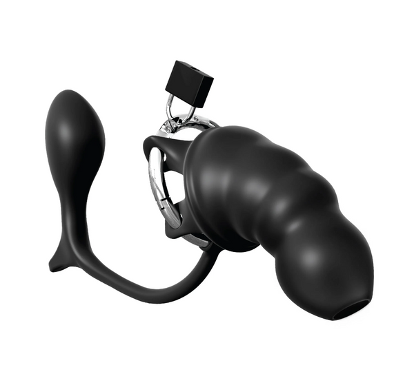 Klatka Na Penisa Z Korkiem Ass-Gasm Cock Blocker Pipedream