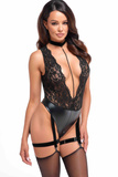 Body F297 Libido Deep-V Bodysuit XXL Noir Handmade