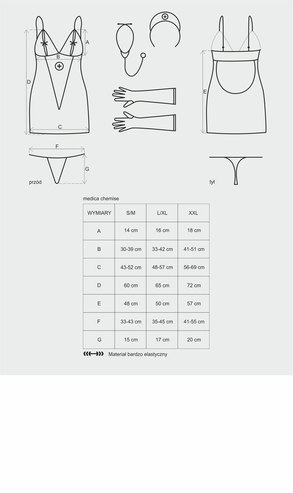 Medica sukienka kostium 5-częściowy L/XL