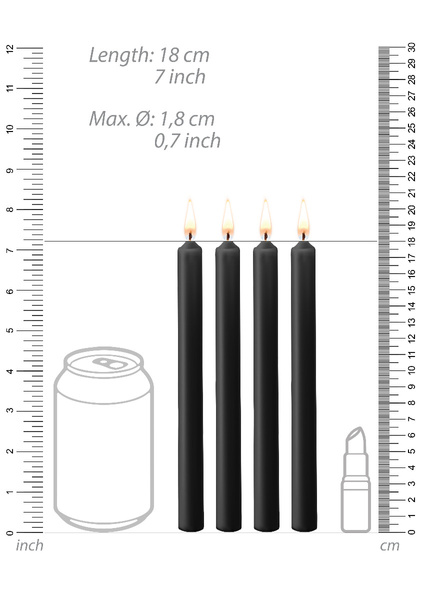 Teasing Wax Candles Large 4-Pack Black - Чорний набір довгих свічок для BDSM Ouch! by Shots