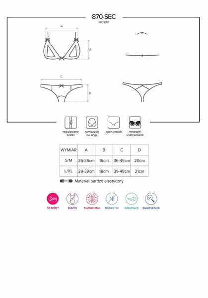 870-Sec-3 комплект 2-частинний червоний L/XL Obsessive