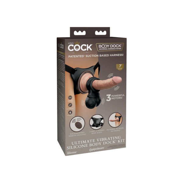 King Cock Elite Ultimate Vibrating Silicone Body Dock Kit Remote