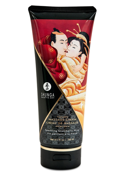 Їстівний масажний крем з ароматом шампанського з полуницею Shunga Kissable Massage Cream Sparkling Strawberry Wine 200 ml