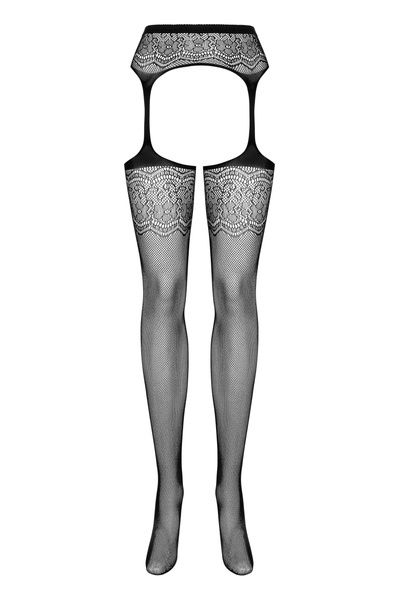S207 Garter Stockings чорні XL/XXL Obsessive