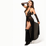 Luksusowa spódnica Empress Lace Skirt Black/Gold M/L Kinky Diva