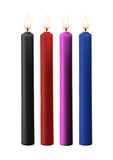 Teasing Wax Candles Large 4-Pack Mixed Color - Wielokolorowy Zestaw Długich Świec Do Bdsm Ouch! by Shots
