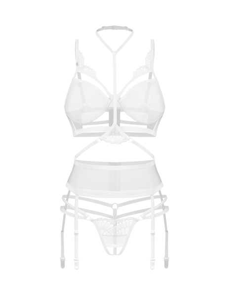 3-Piece Crotchless Set Premisis White S/M Obsessive Premium