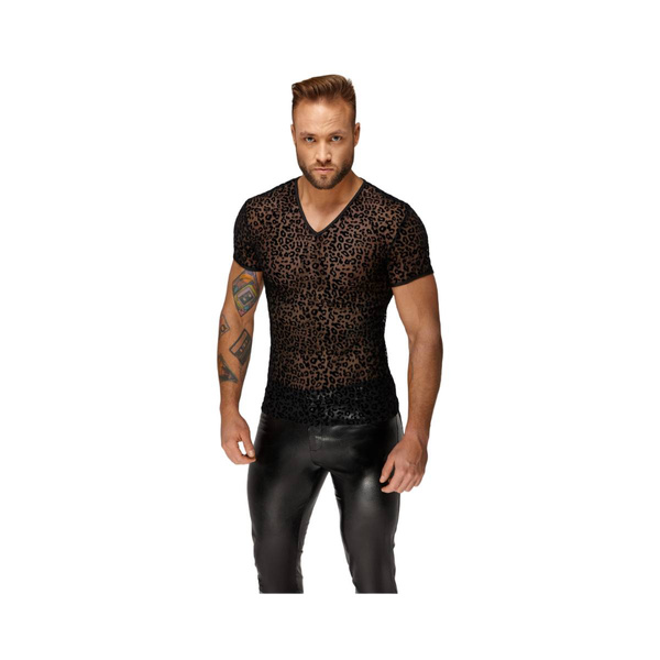 Noir Handmade H071 Leopard flock v-neck t-shirt M