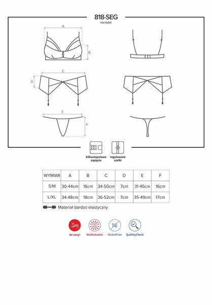 818-Seg-1 комплект чорний S/M Obsessive