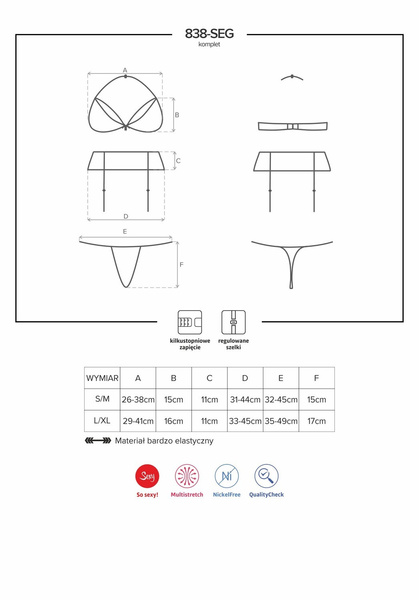 838-Seg-3 Komplet 3-Częściowy Czerwony L/Xl Obsessive