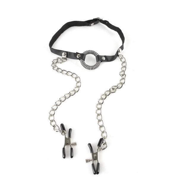 Затискачі для сосків Fetish Fantasy Series O-Ring Gag Nipple Clamps Pipedream