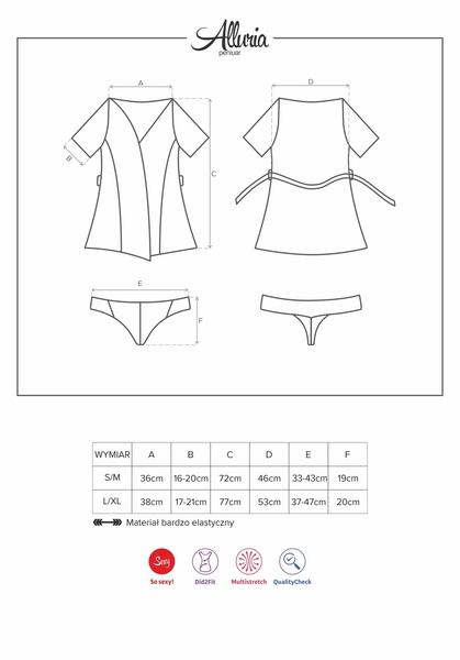 Пеньюар зі стрінгами Alluria L/XL Obsessive