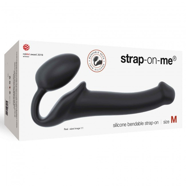 Double dildo Strap-on-me Silicone bendable strap-on M Black