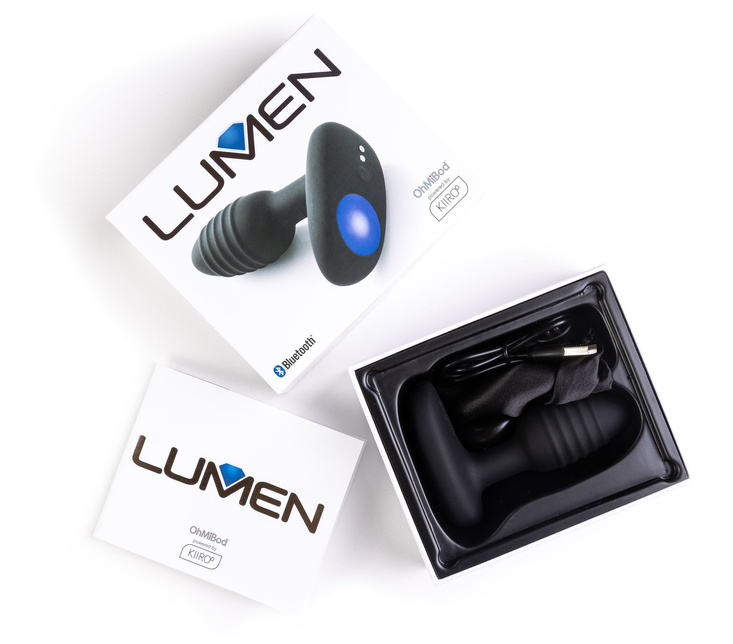 Interaktywny wibrujący korek analny Ohmibod Lumen Black Powered by KIIROO