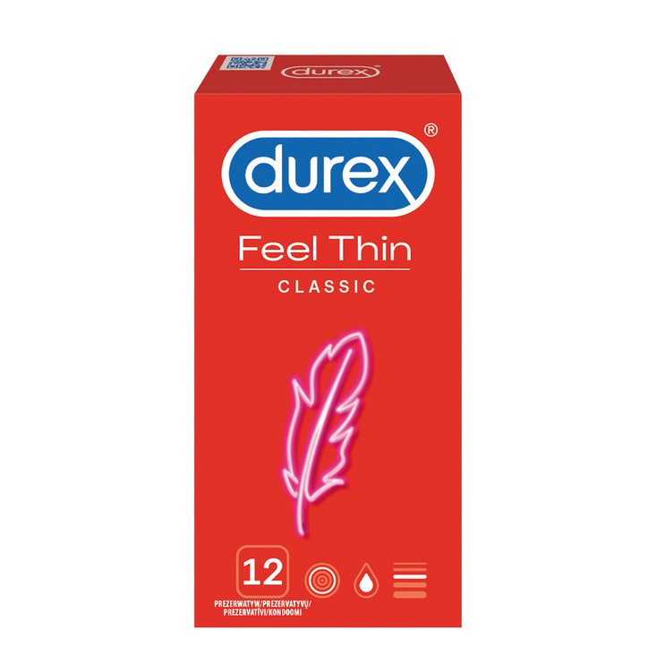 Super cieńkie prezerwatywy lateksowe Durex Feel Thin Classic 12 szt.